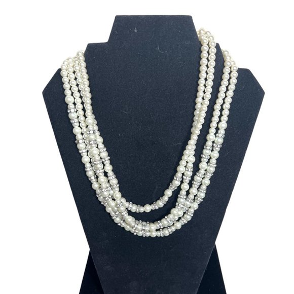 Vintage Faux Pearl Statement Necklace Chunky Beaded Bridal Necklace Mother Bride - Picture 8 of 12